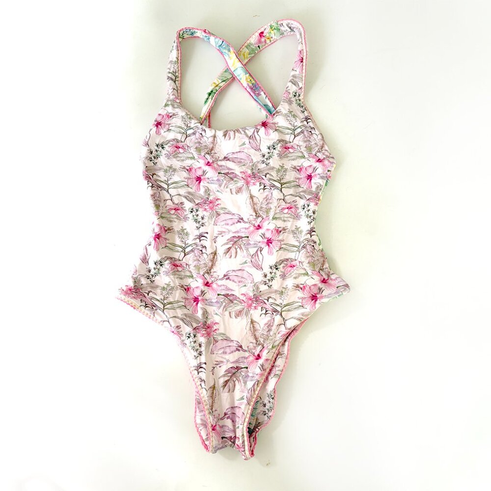 LoveShackFancy X Hurley, Hawaiian High Leg Cheeky Reversible One Piece_S - Picture 10 of 14